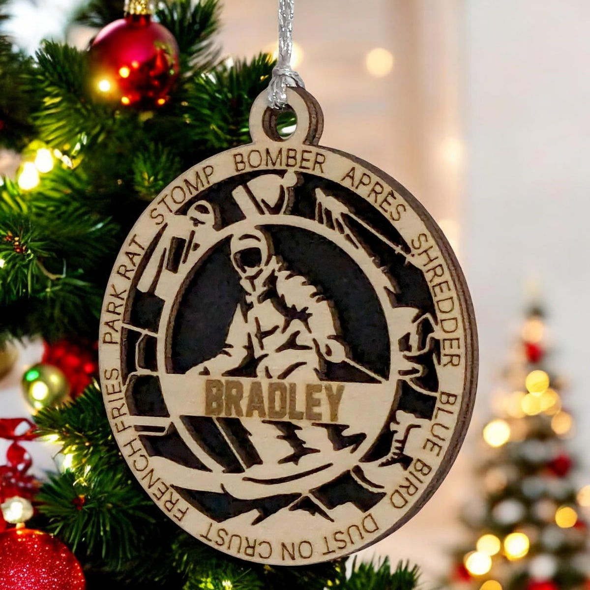 3" Custom Name Male Skier Gear Ornament