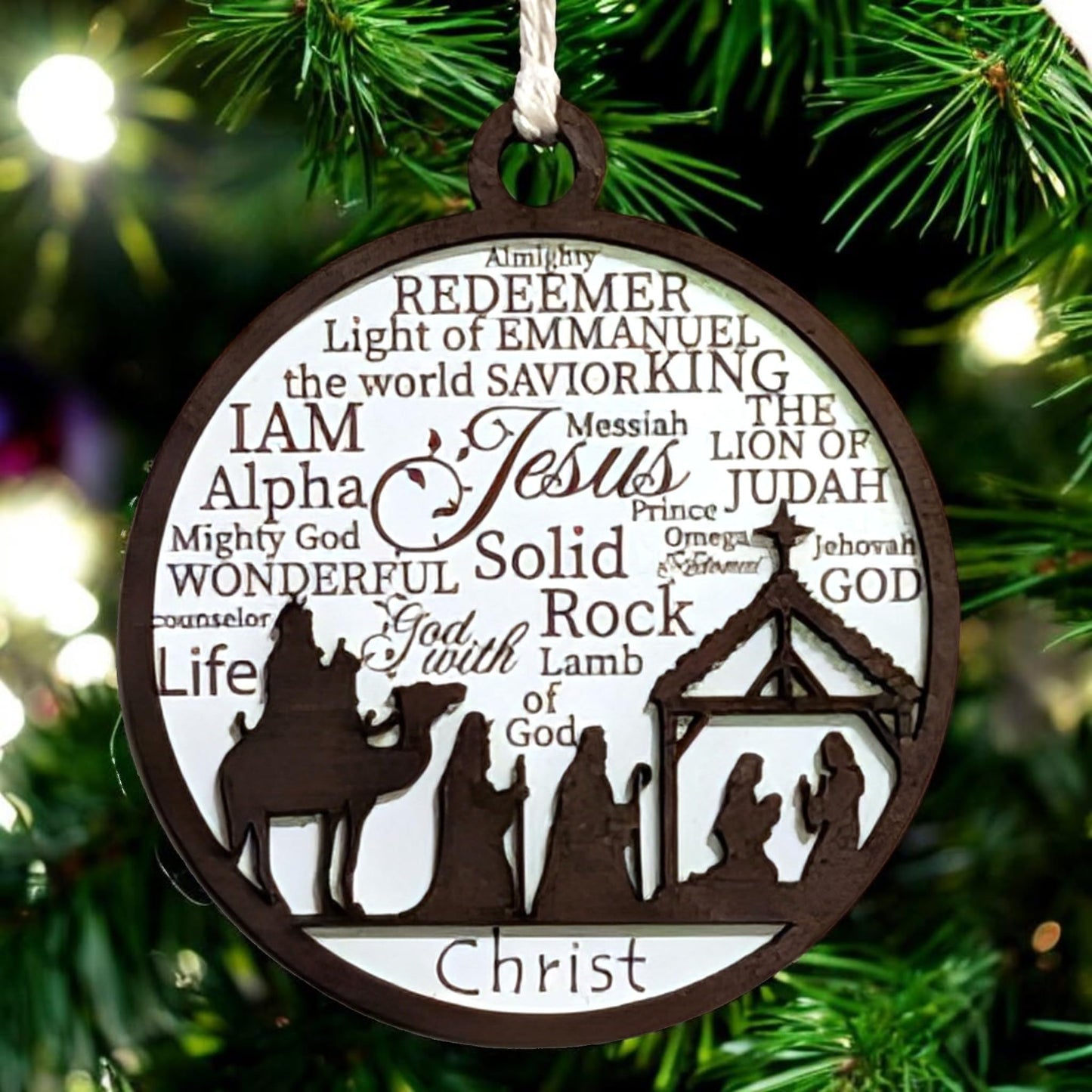 3" Wise Men at the Manger Wood Christmas Ornament