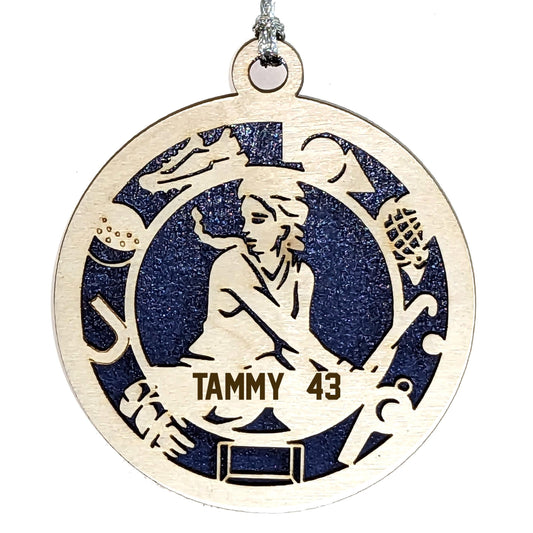 Handmade 3" Custom Female Field Hockey Gear Ornament