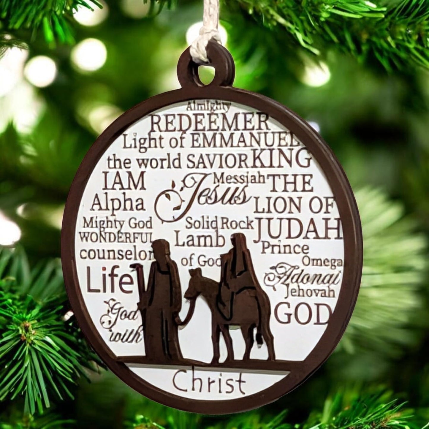 3" Joseph and Mary Journey Wood Christmas Ornament