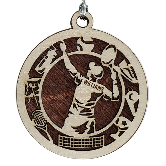 Handmade 3" Custom Male Tennis Player Gear Ornament