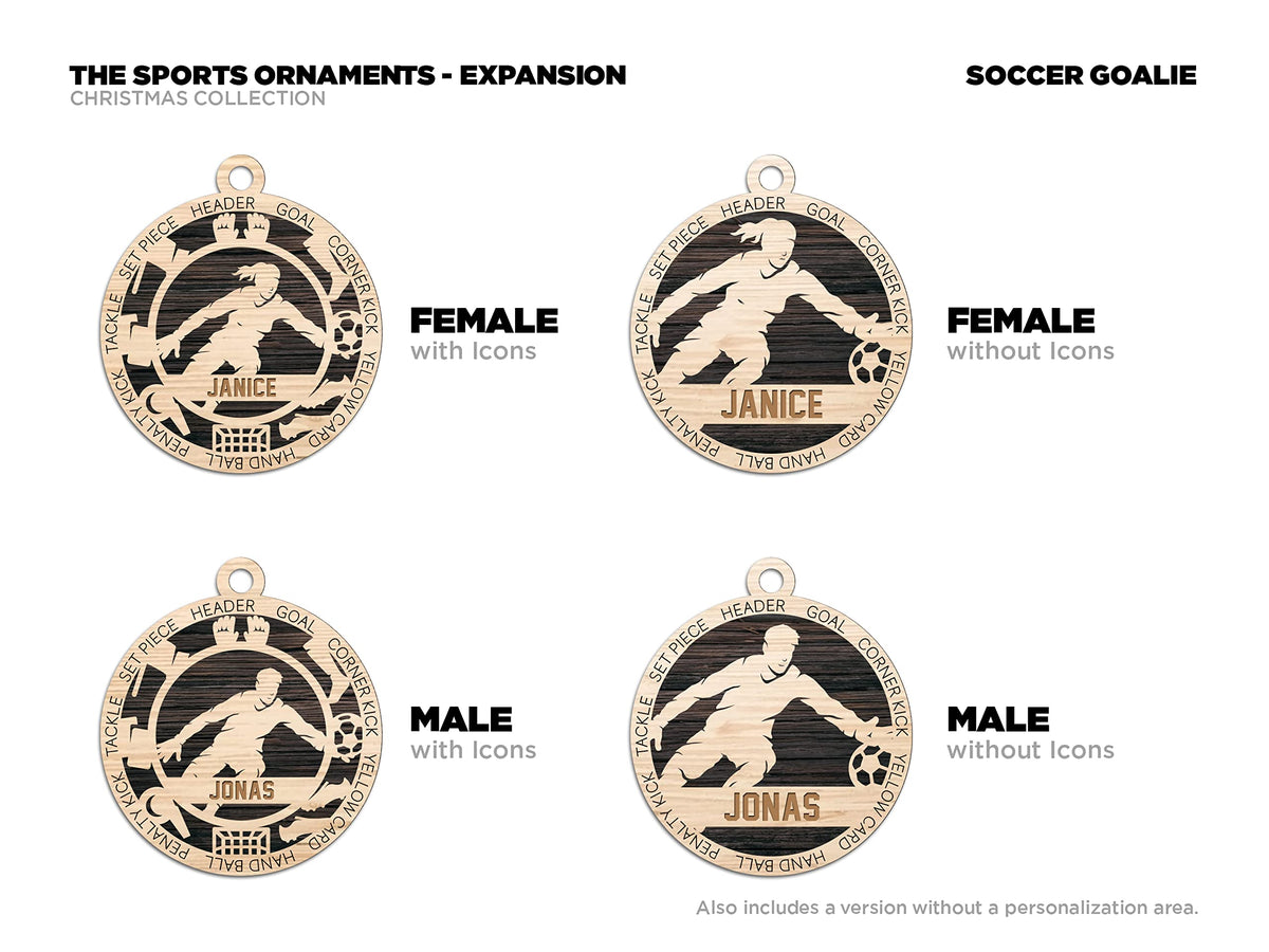 Personalized 3" Female Soccer Goalie Christmas Ornament