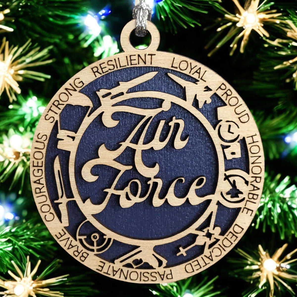 3" Air Force Script Icons Ornament