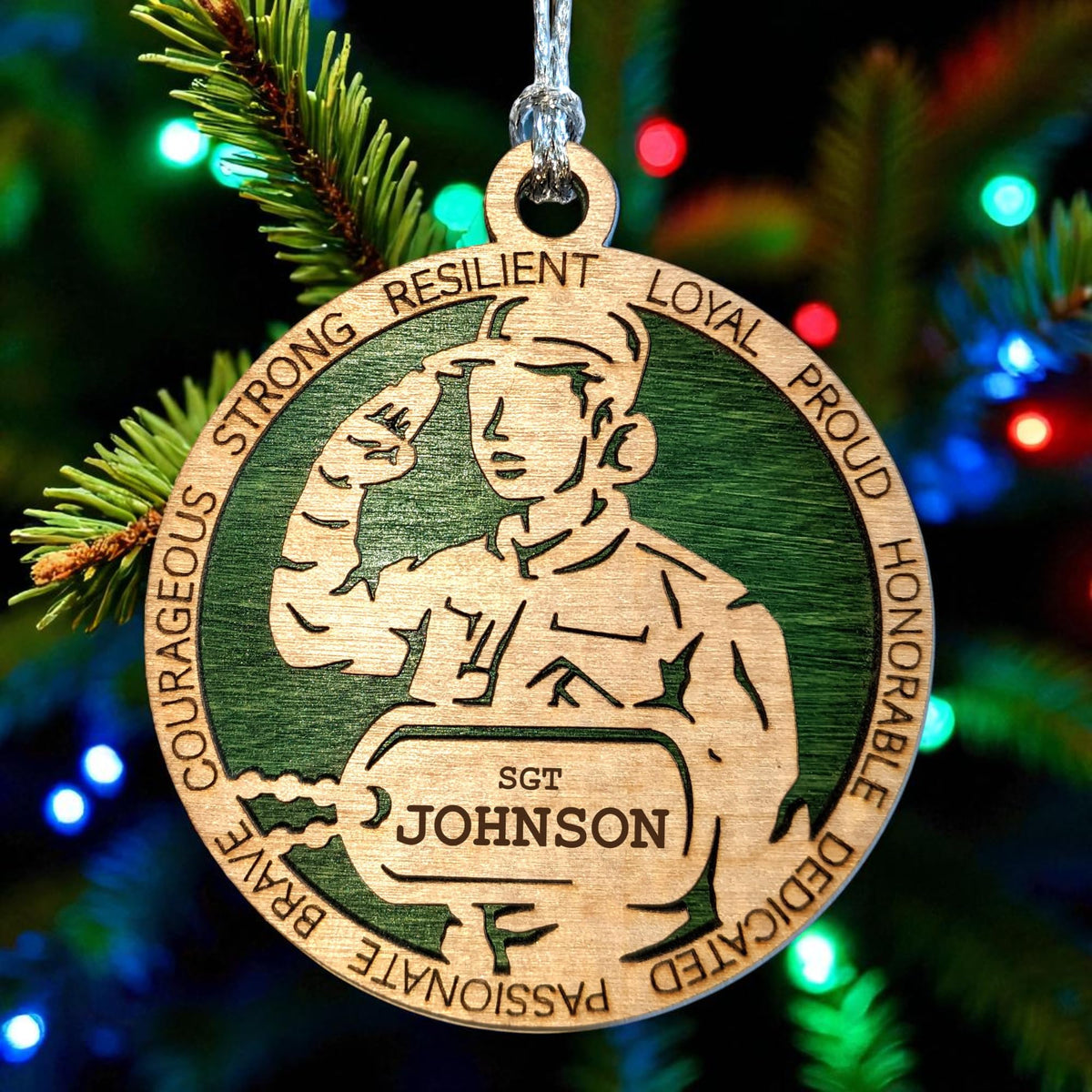 3" Female Army Soldier Dress Ornament, Dog Tag