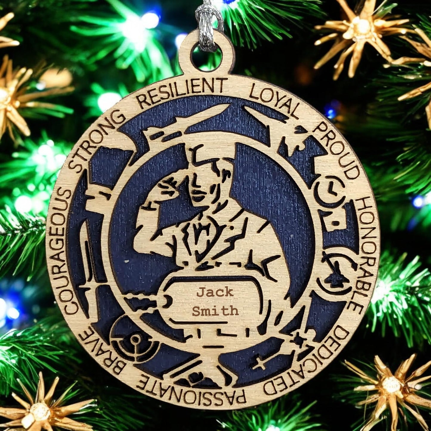 3" Air Force Airman Wood Ornament - Custom Dog Tag