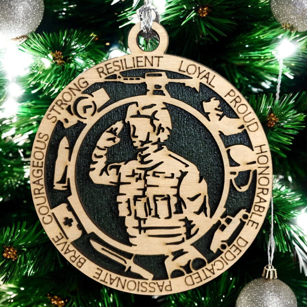 3" Male Army Soldier Ornament, Icons, Wood