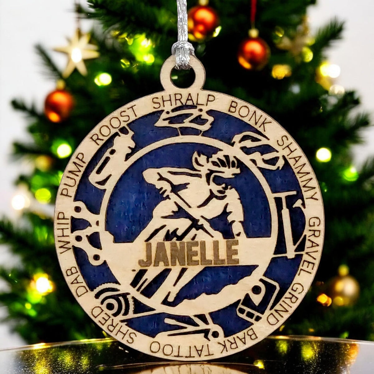 Custom 3" Female Mountain Biking Icons Ornament