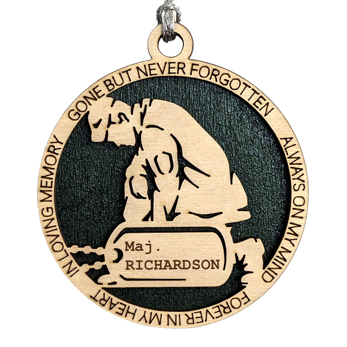3" Army Kneeling Soldier Ornament, Custom Tag