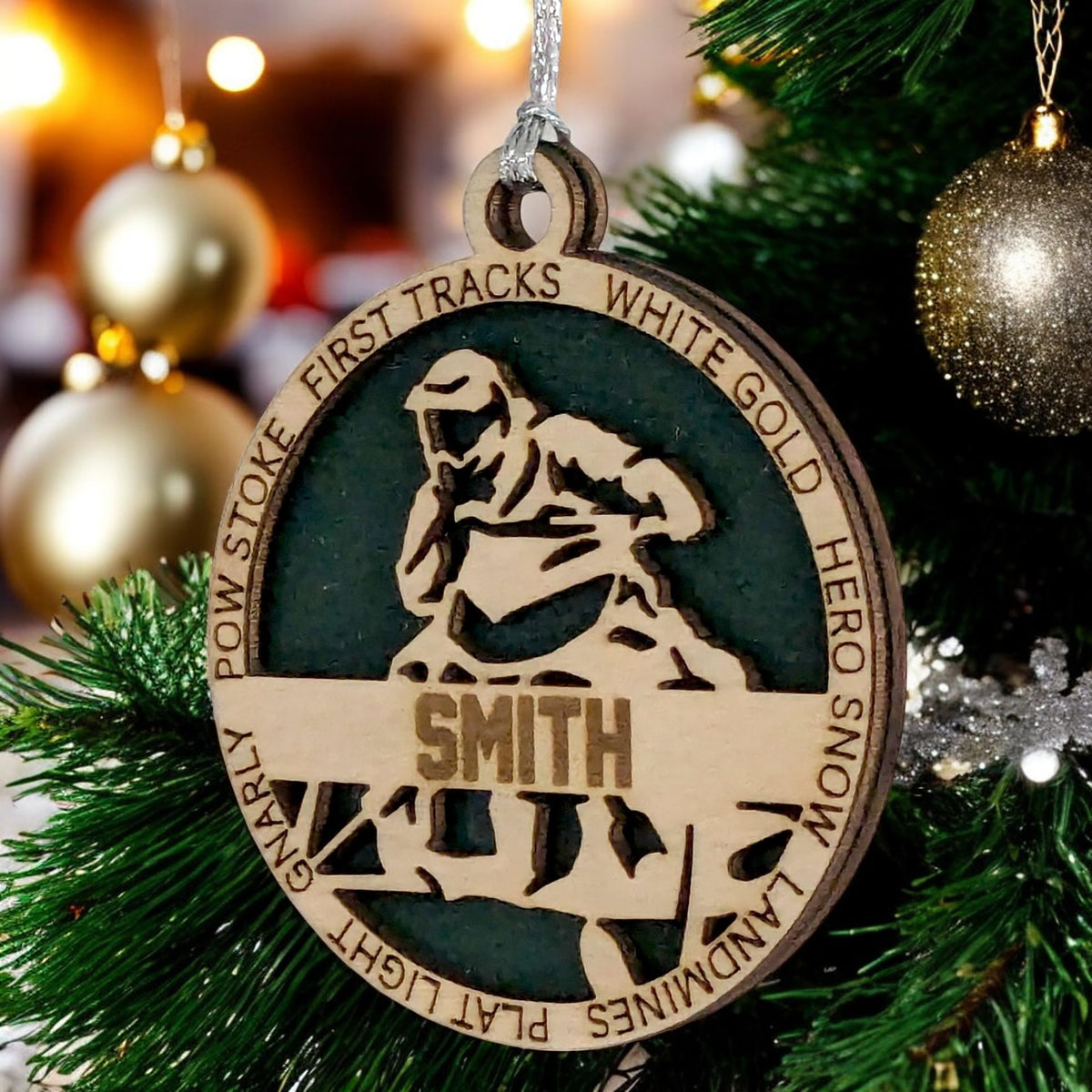 Handmade 3" Custom Name Snowmobiler Ornament
