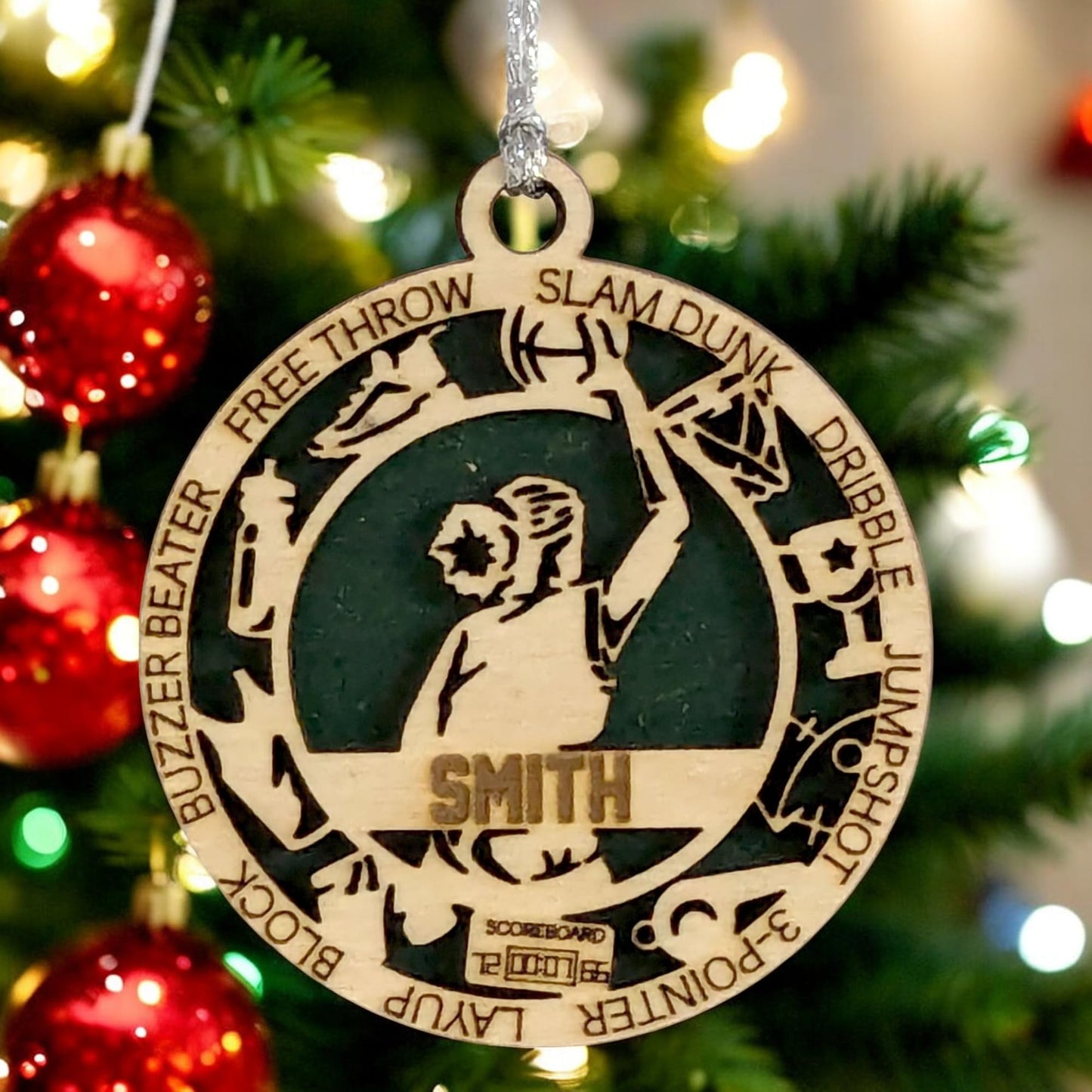 3" Custom Female Basketball Icons Wood Ornament