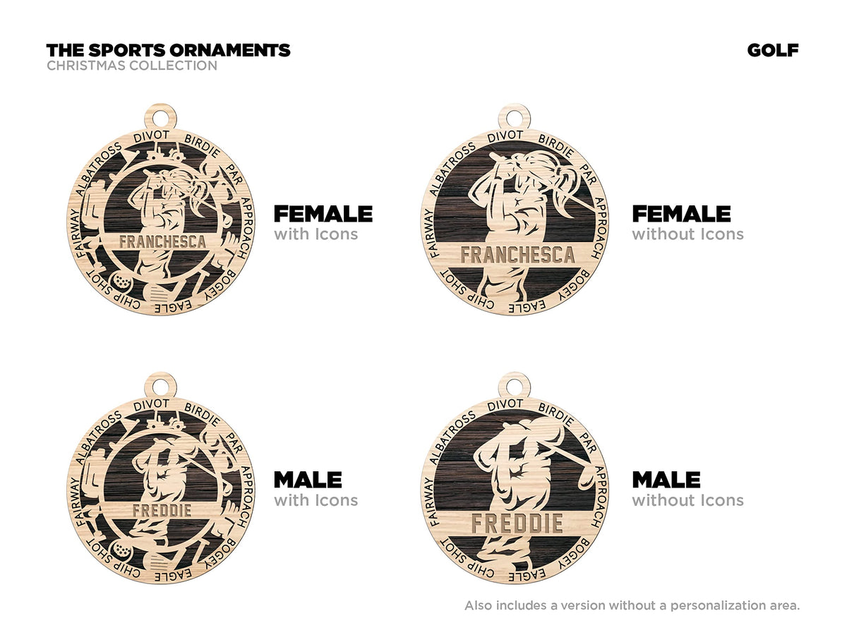 Personalized 3" Male Golf Icon Ornament