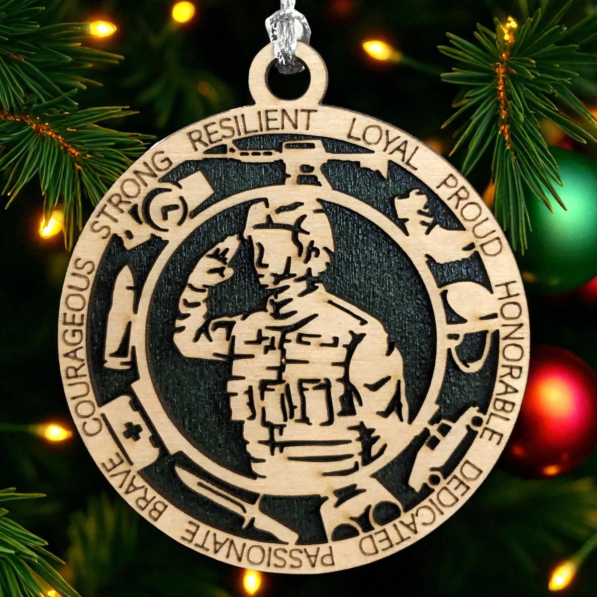 3" Male Army Soldier Ornament, Icons, Wood