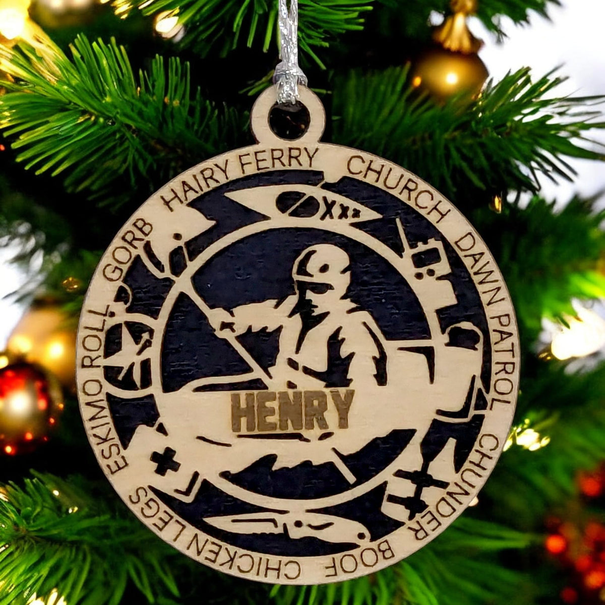 Custom 3" Male Kayaking Icons Ornament