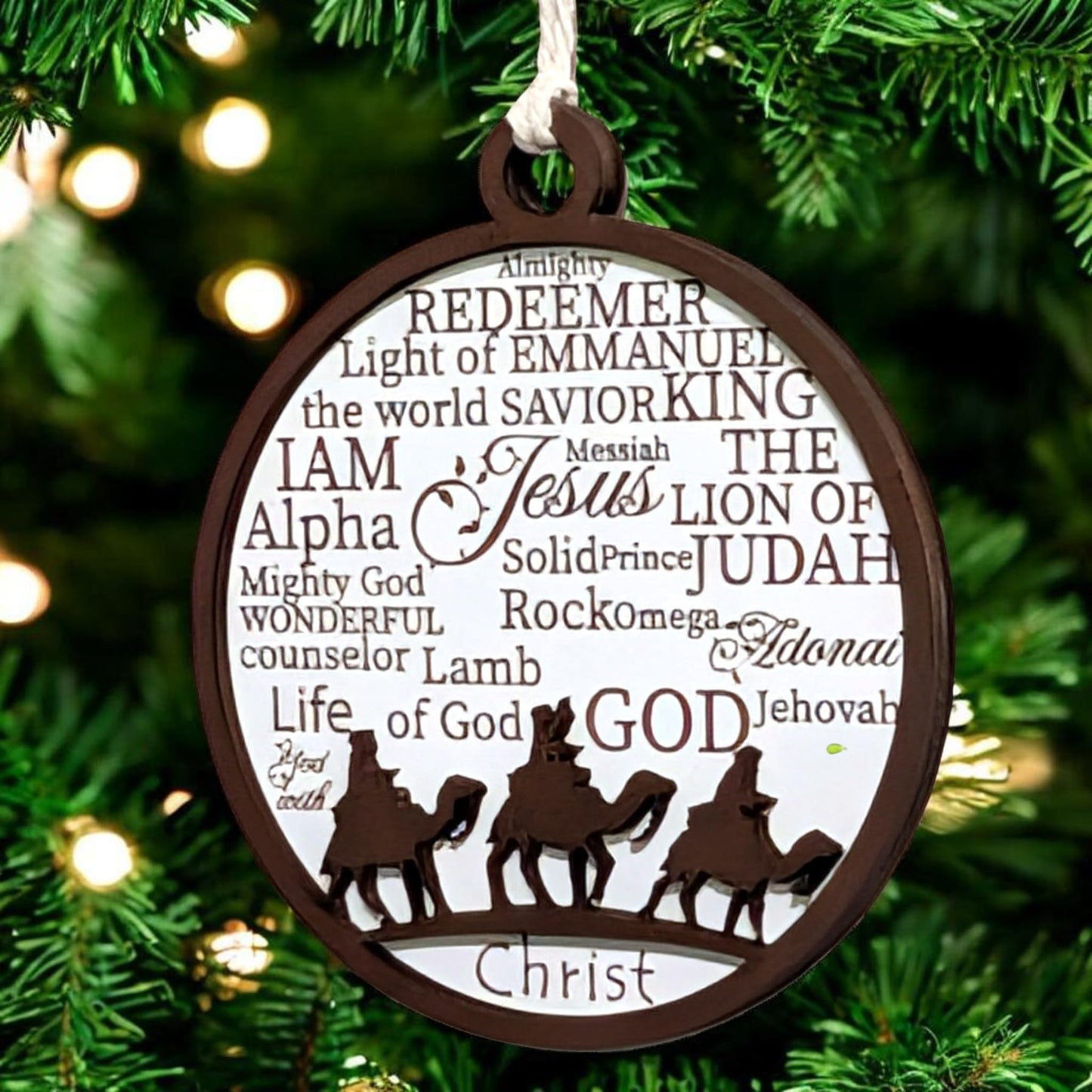 3" Three Wise Men Camels Wood Christmas Ornament