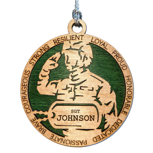 3" Female Army Soldier Ornament, Custom Dog Tag