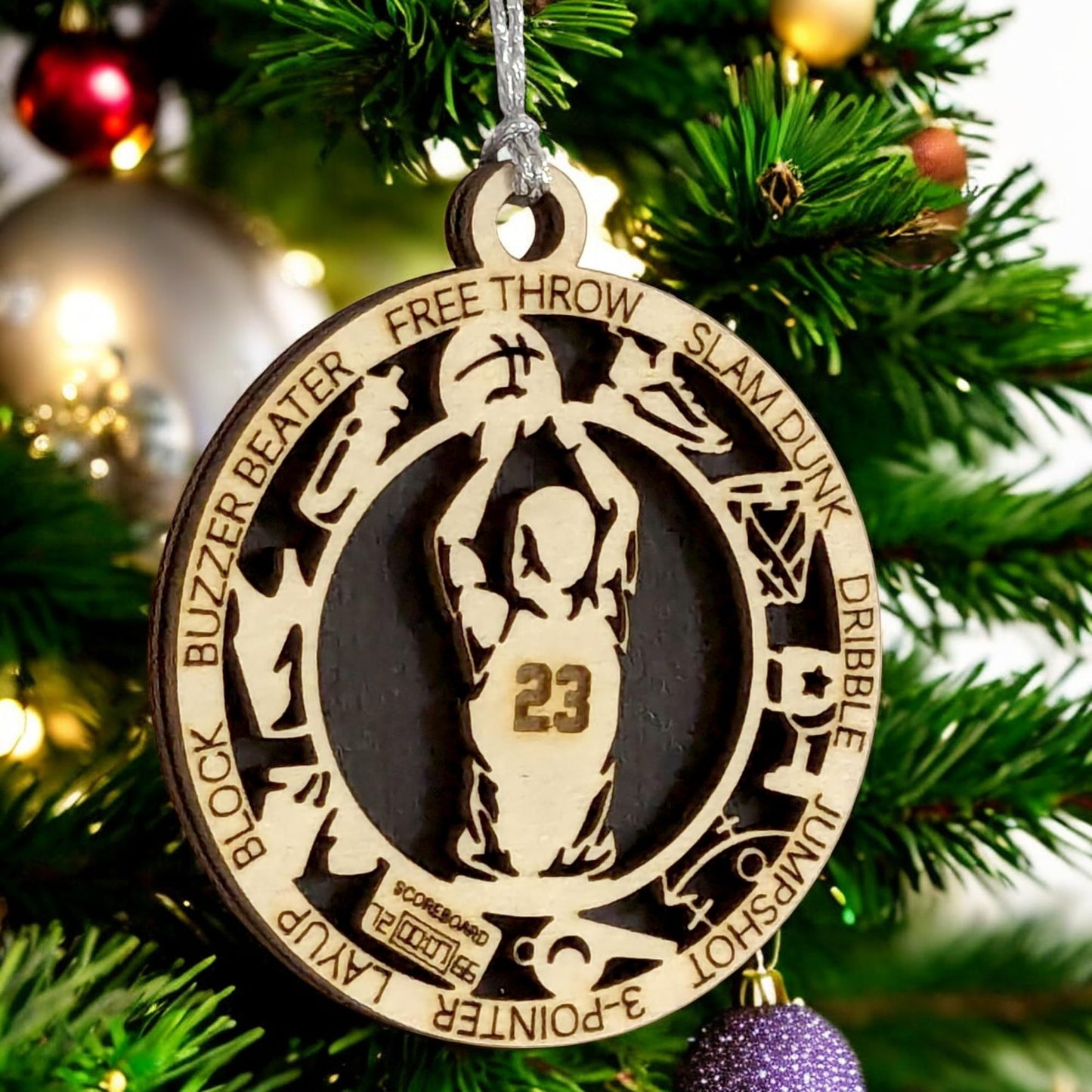 3" Male Basketball Icons Wood Ornament
