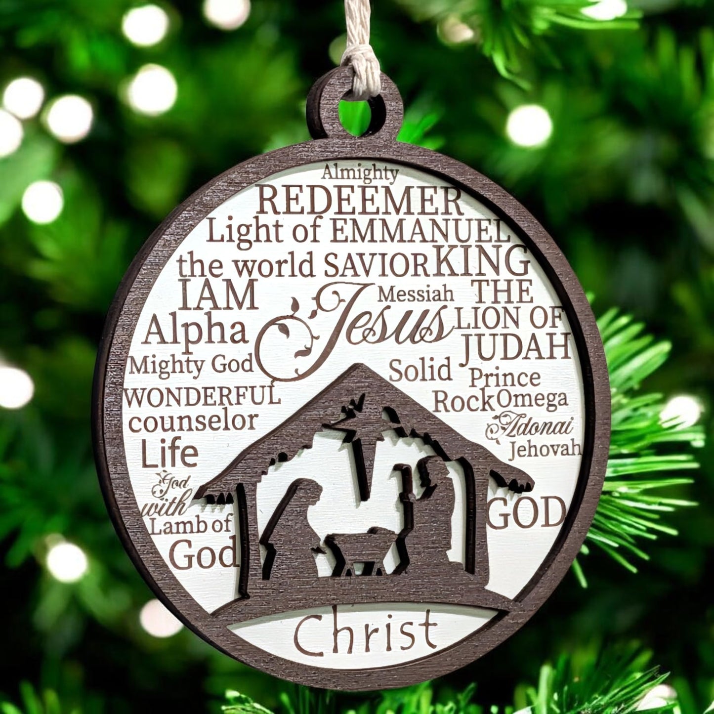 3" Nativity Manger Scene Wood Christmas Ornament