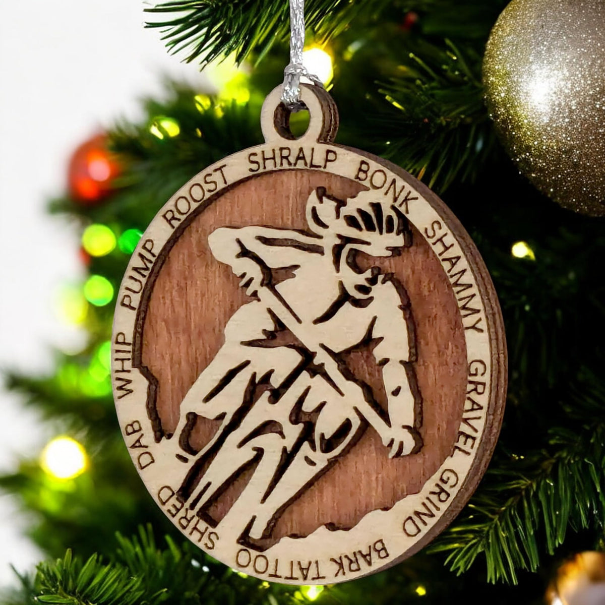 3" Female Mountain Biking Ornament