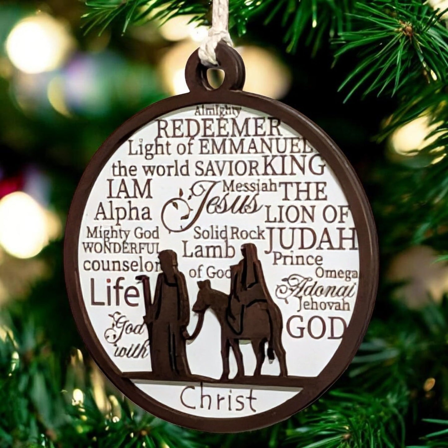 3" Joseph and Mary Journey Wood Christmas Ornament