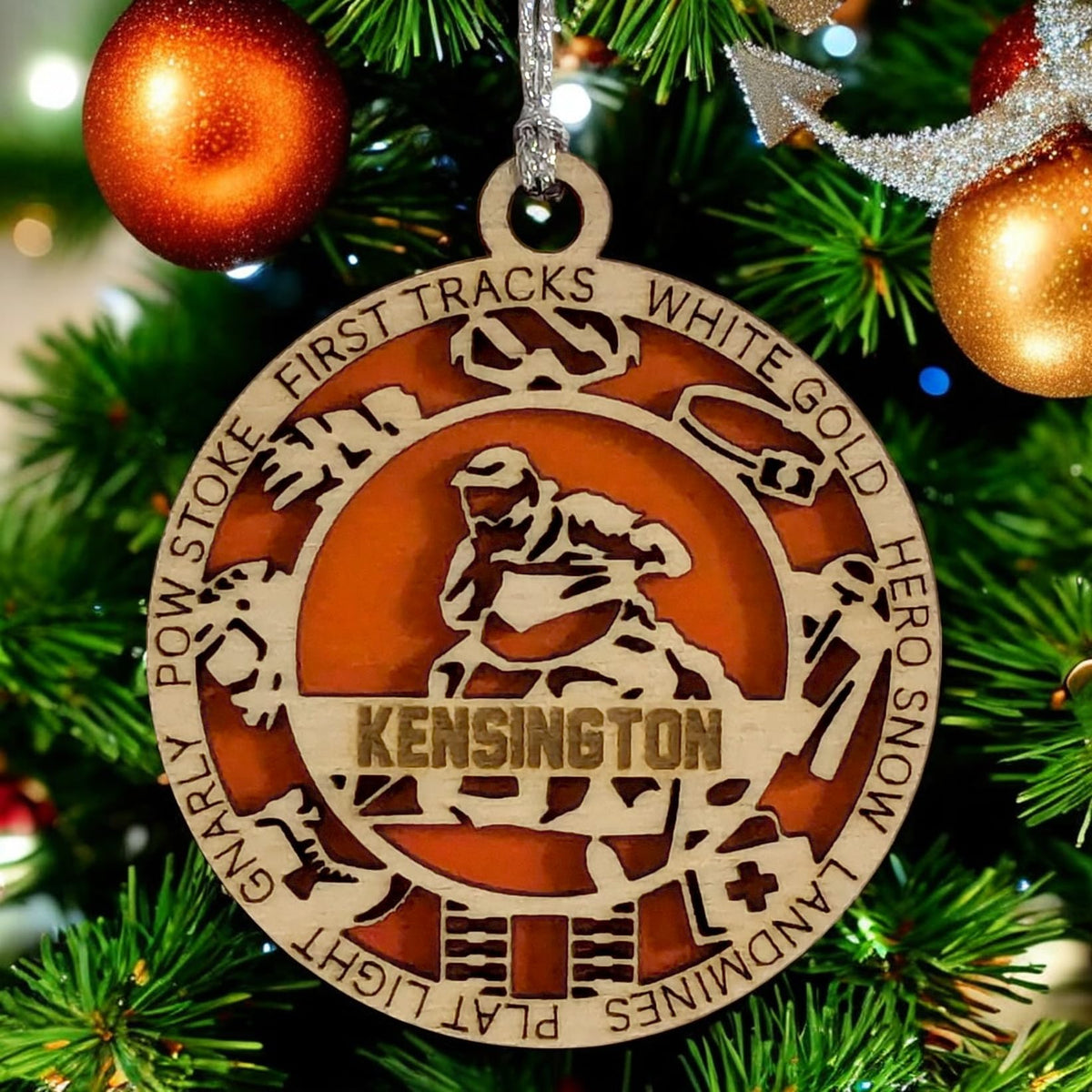 Handmade 3" Custom Name Snowmobiler Gear Ornament