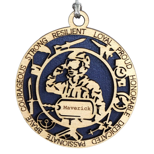 3" Female Airman Icons Dog Tag Ornament