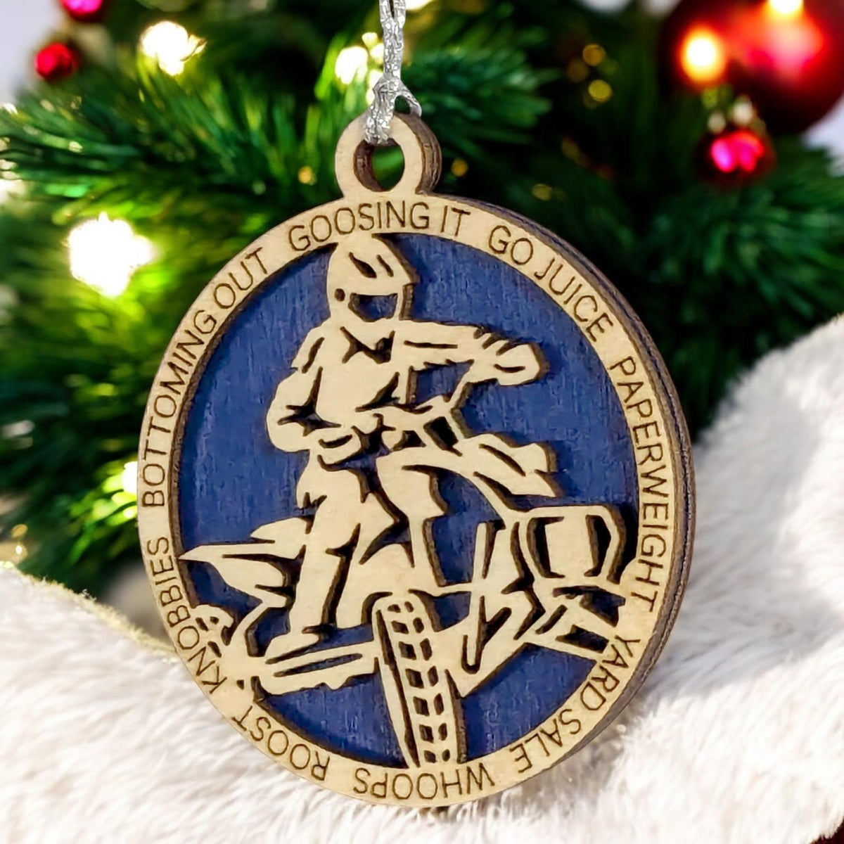 3" Male ATV Christmas Ornament / Car Charm - Wood, Handcrafted