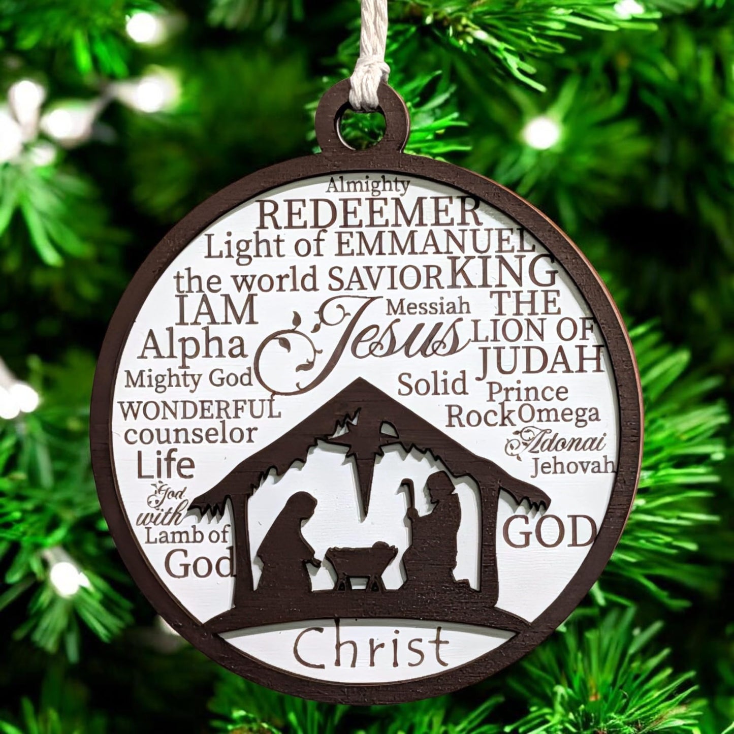 3" Nativity Manger Scene Wood Christmas Ornament