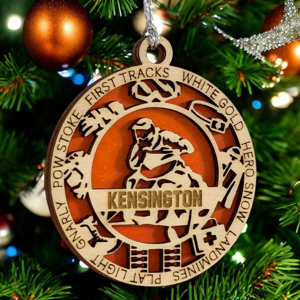 Handmade 3" Custom Name Snowmobiler Gear Ornament