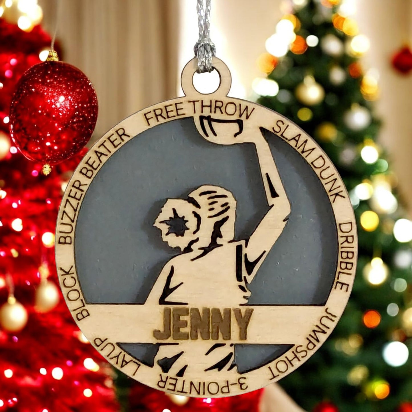 3" Custom Female Basketball Player Wood Ornament
