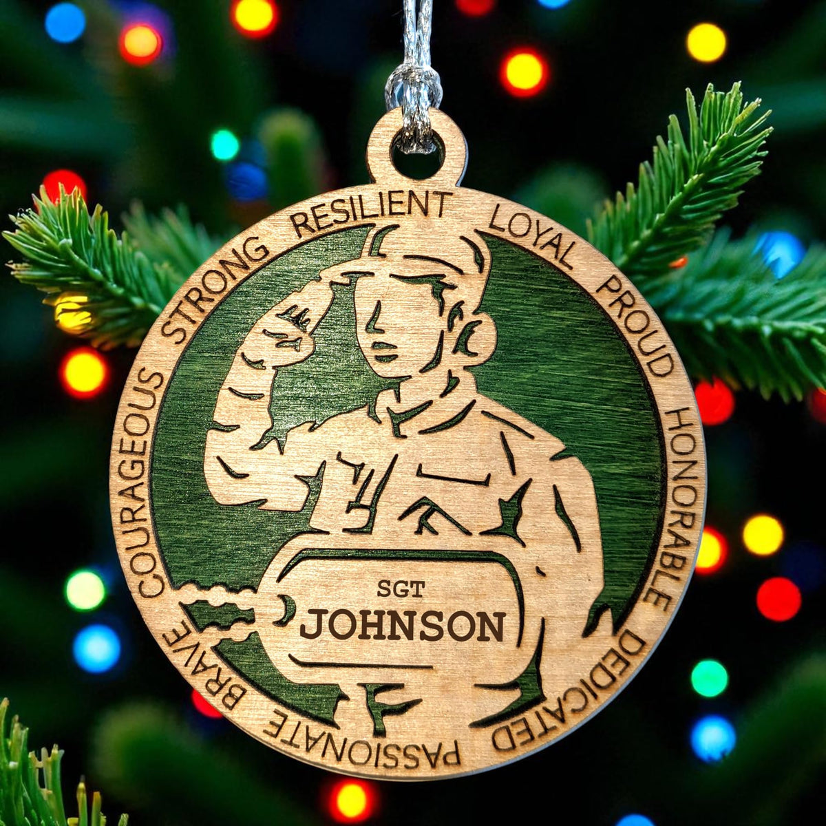 3" Female Army Soldier Dress Ornament, Dog Tag