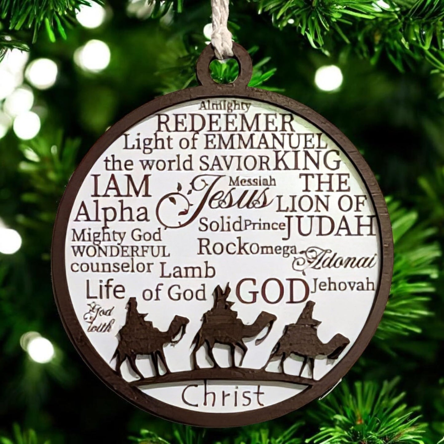 3" Three Wise Men Camels Wood Christmas Ornament