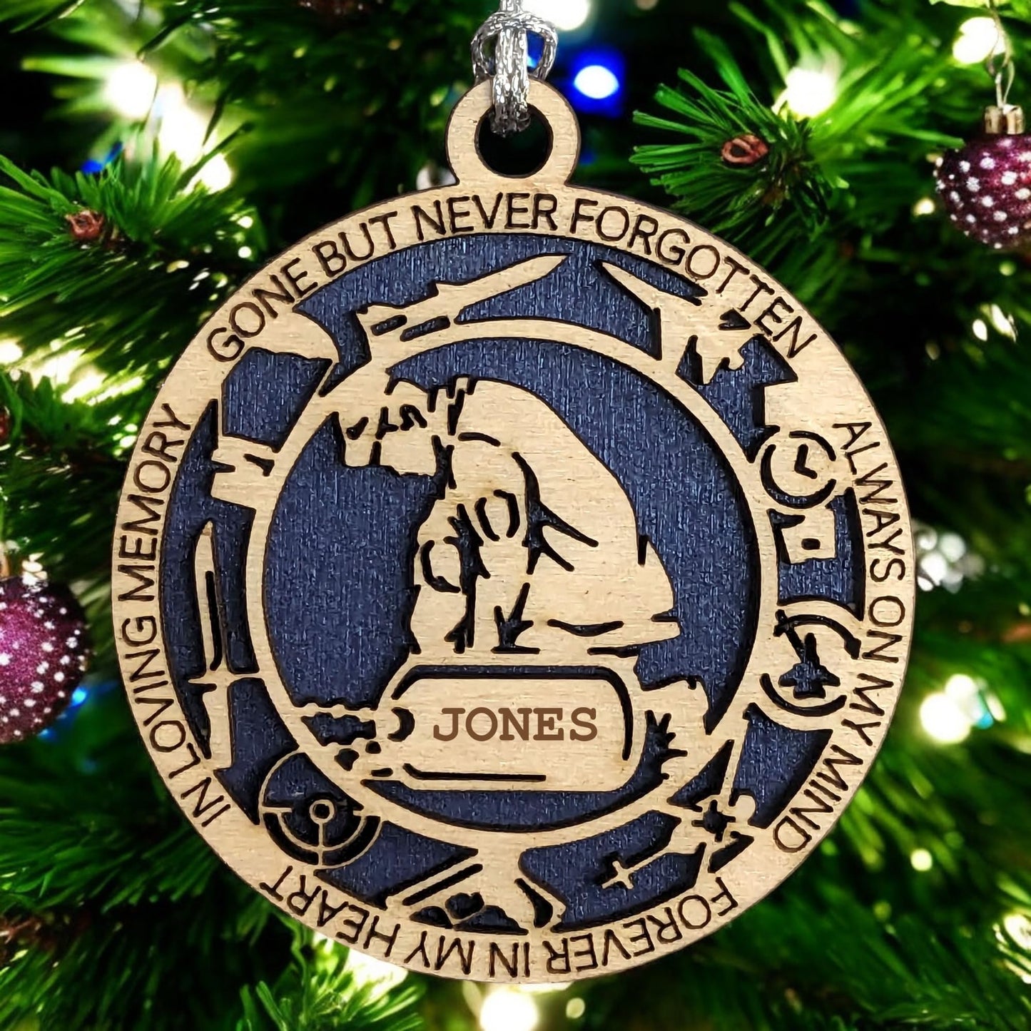 3" Kneeling Soldier Memorial Ornament, Icons, Dog Tag