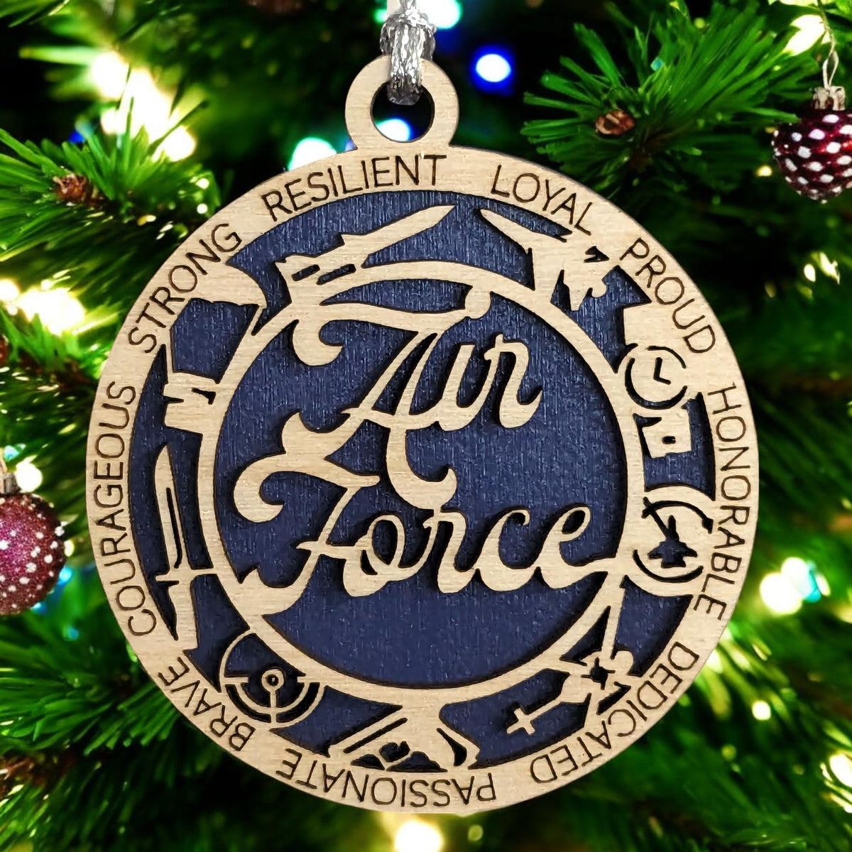 3" Air Force Script Icons Ornament