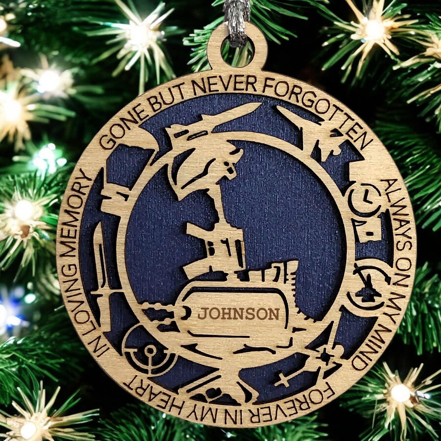 3" Wood Battlefield Cross Memorial Ornament, Icons, Dog Tag