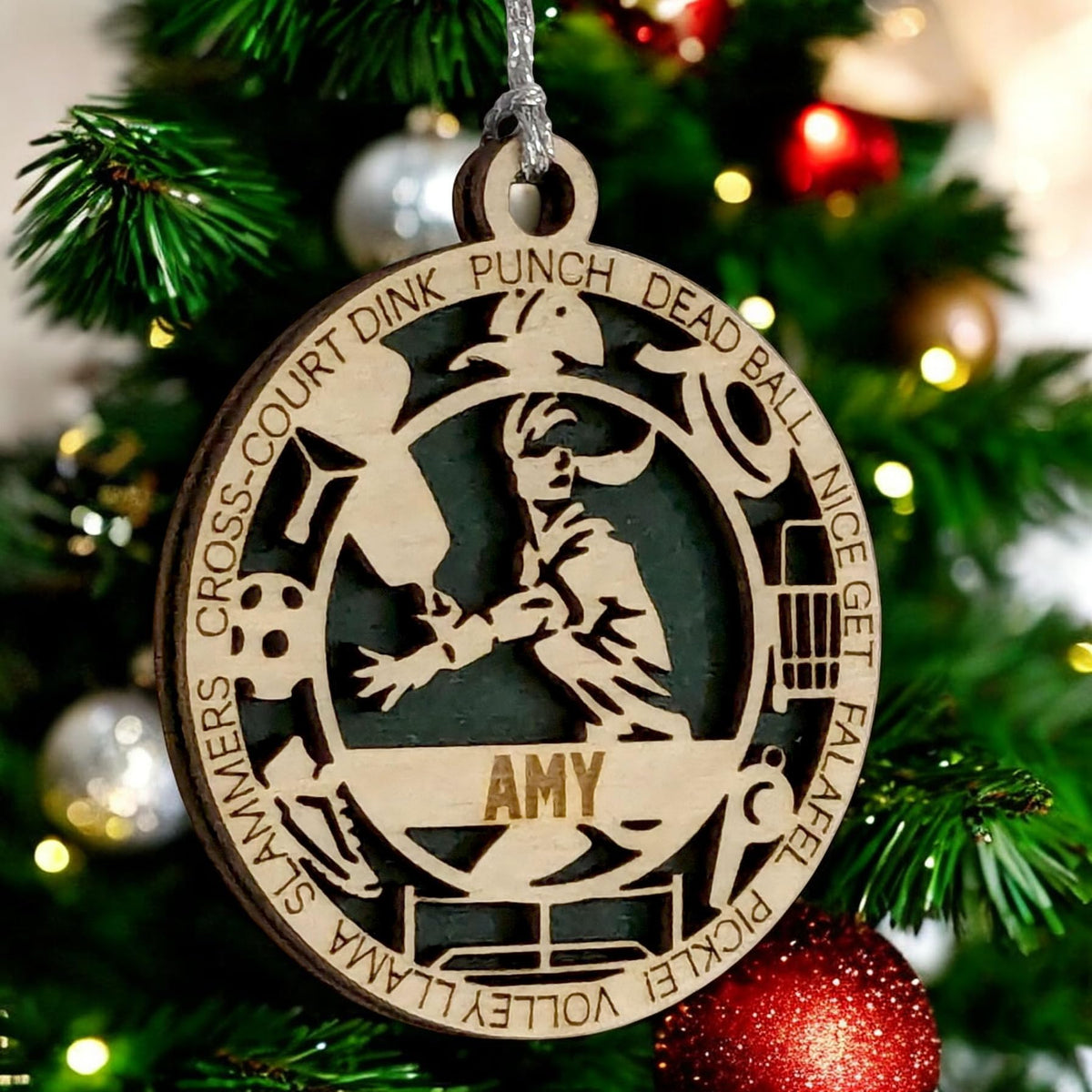 Personalized 3" Female Pickleball Icon Ornament