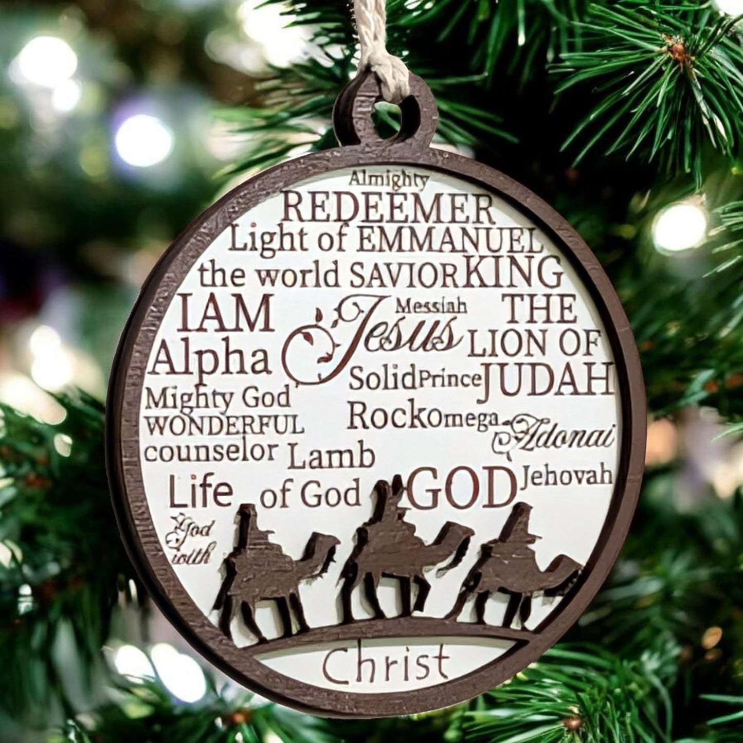 3" Three Wise Men Camels Wood Christmas Ornament