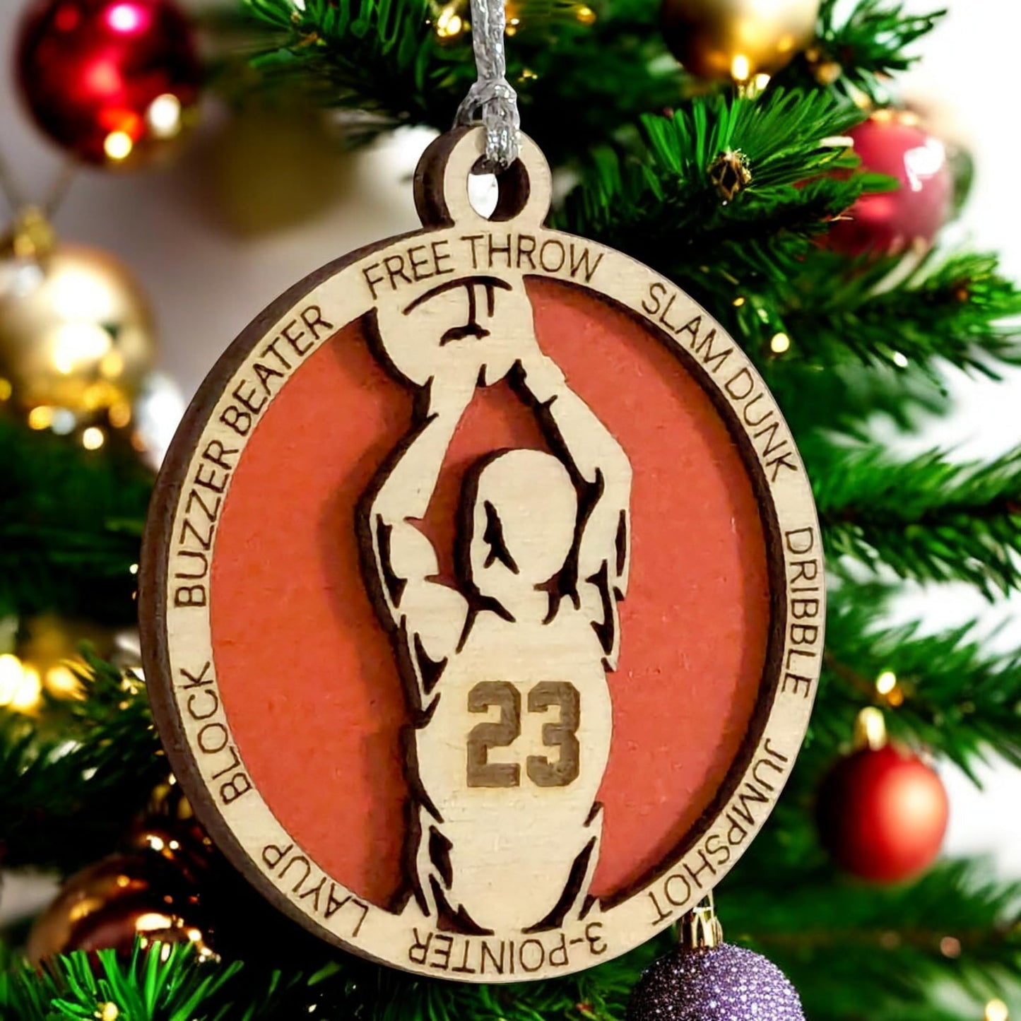 3" Male Basketball Player Wood Ornament