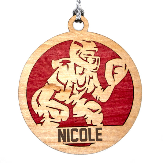 Handmade 3" Custom Female Baseball Catcher Ornament