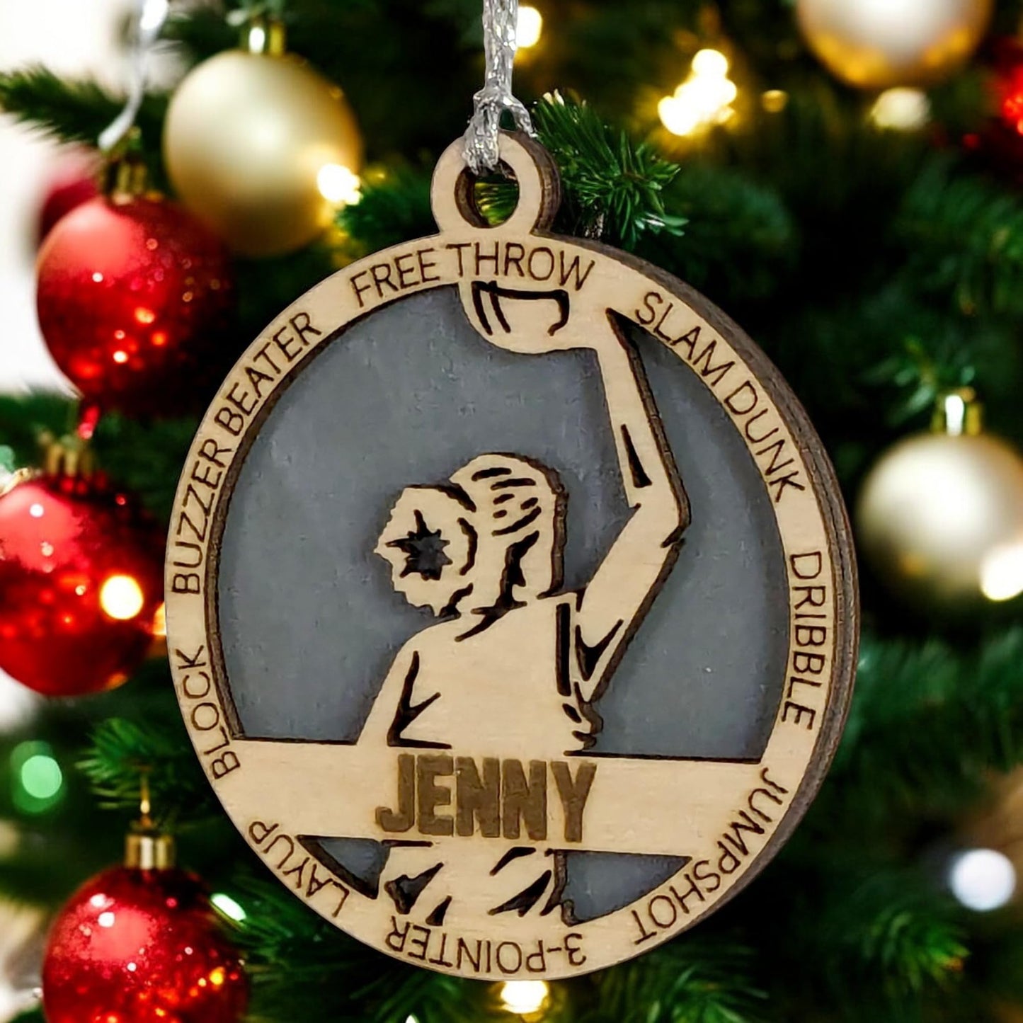 3" Custom Female Basketball Player Wood Ornament