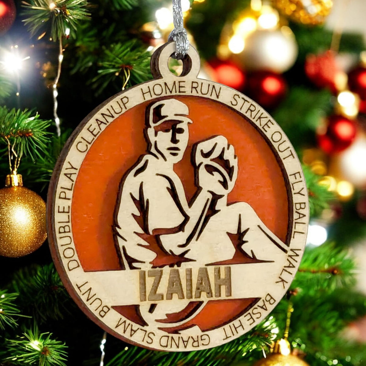 3" Personalized Male Pitcher Wood Ornament