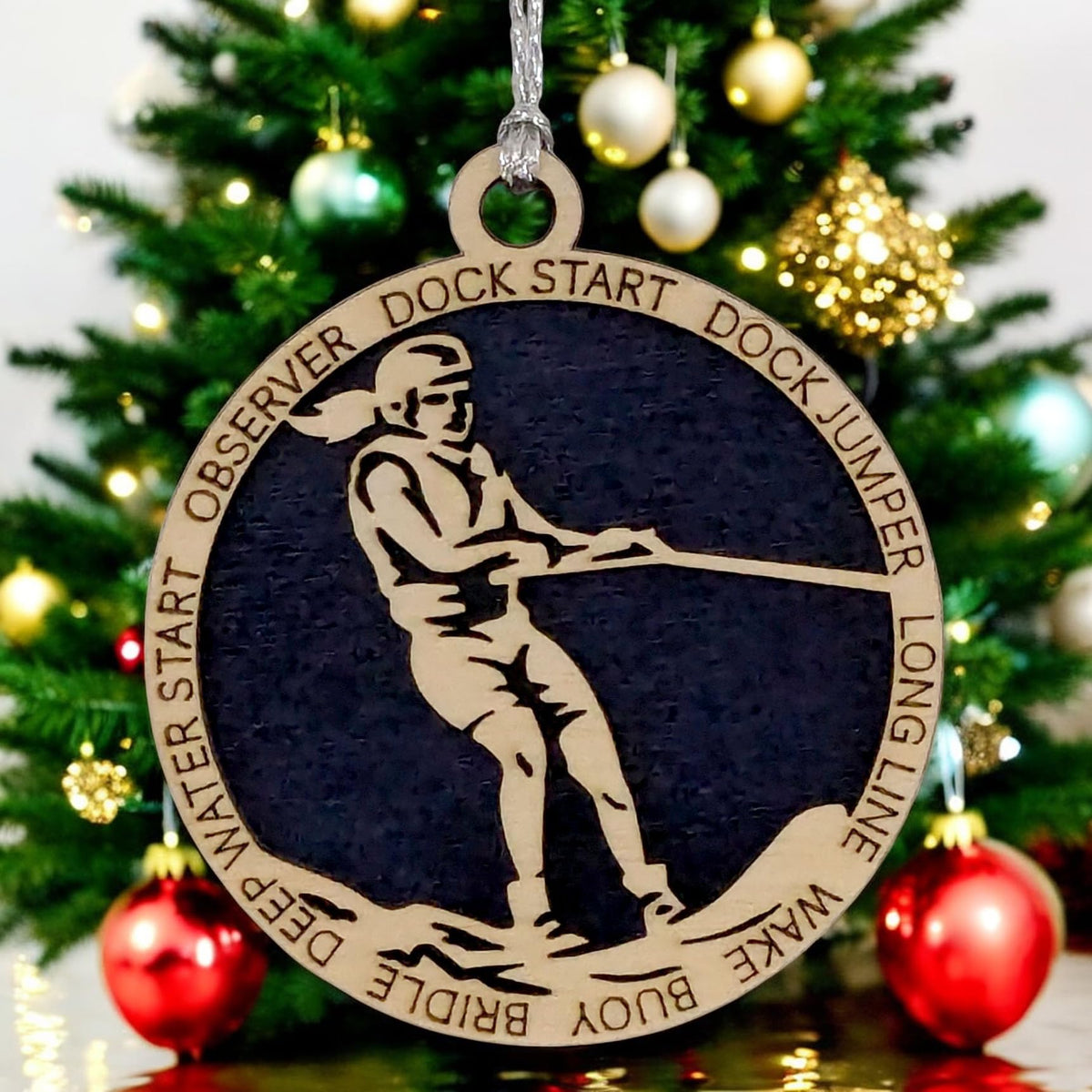 3" Female Water Skiing Christmas Ornament