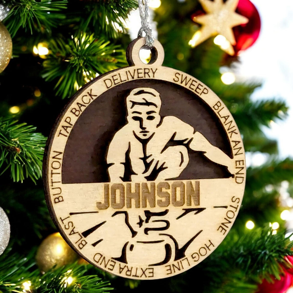Personalized 3" Male Curling Ornament / Car Charm