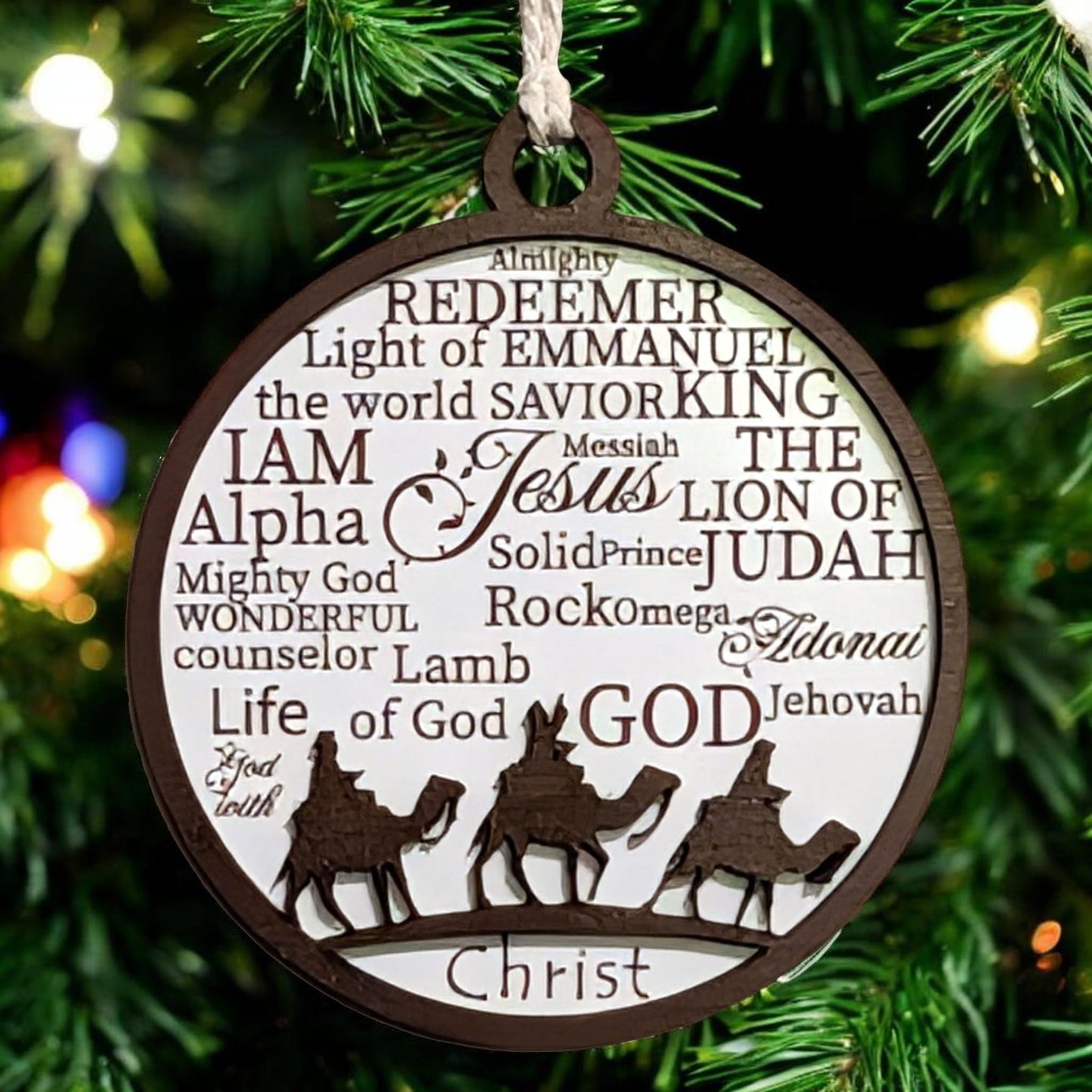 3" Three Wise Men Camels Wood Christmas Ornament