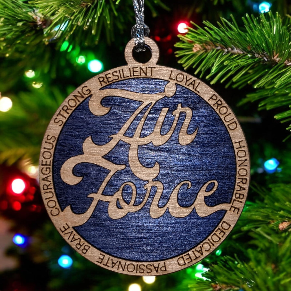 3" Air Force Script Christmas Ornament