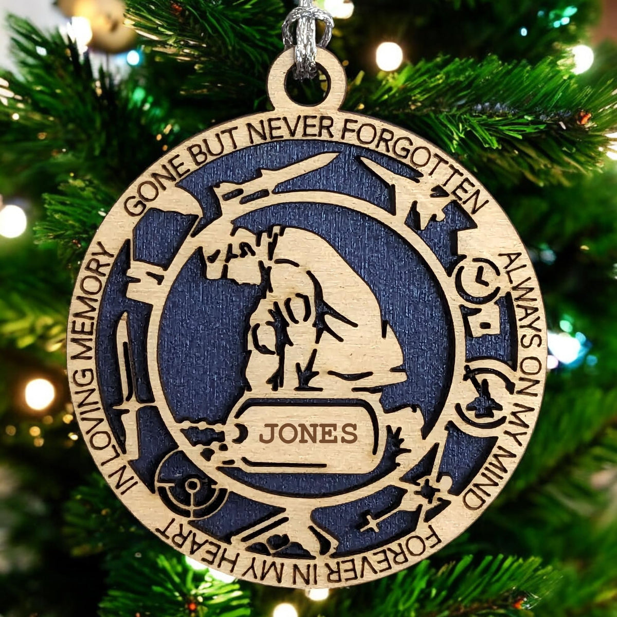 3" Kneeling Soldier Memorial Ornament, Icons, Dog Tag