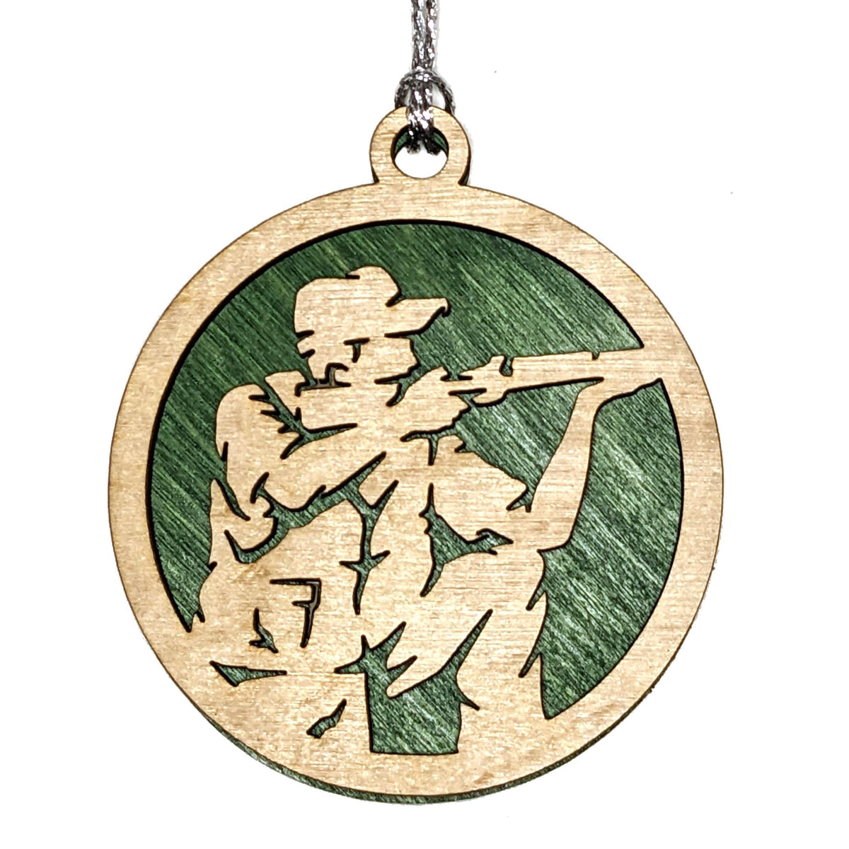 3" Male Hunter Wood Ornament / Car Charm