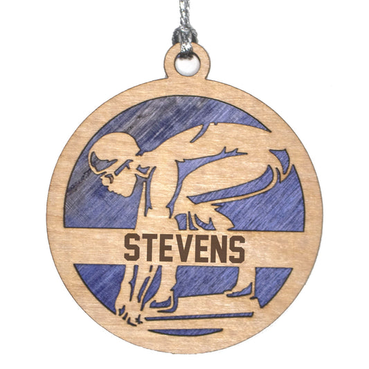 Handmade 3" Custom Name Female Swimmer Ornament