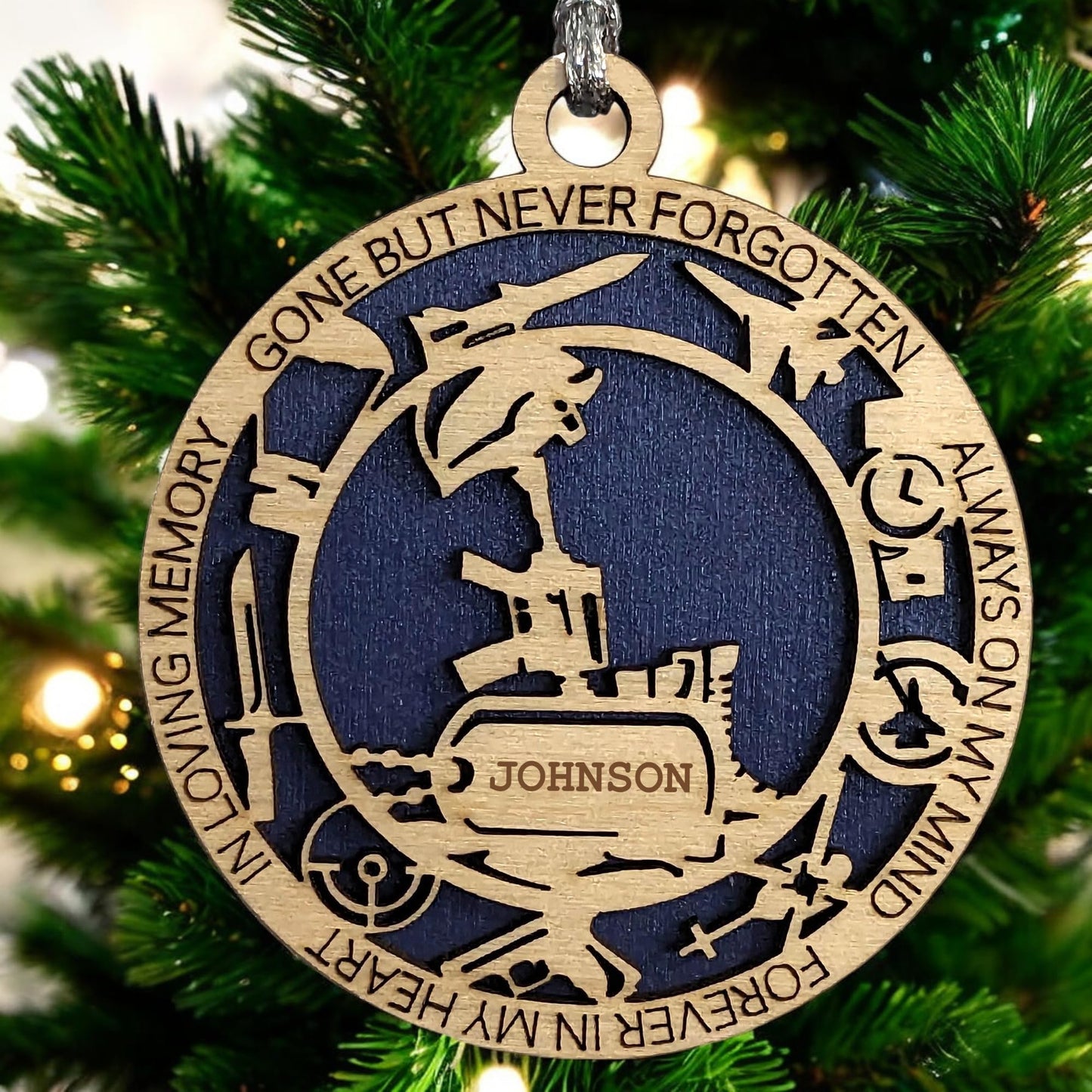 3" Wood Battlefield Cross Memorial Ornament, Icons, Dog Tag