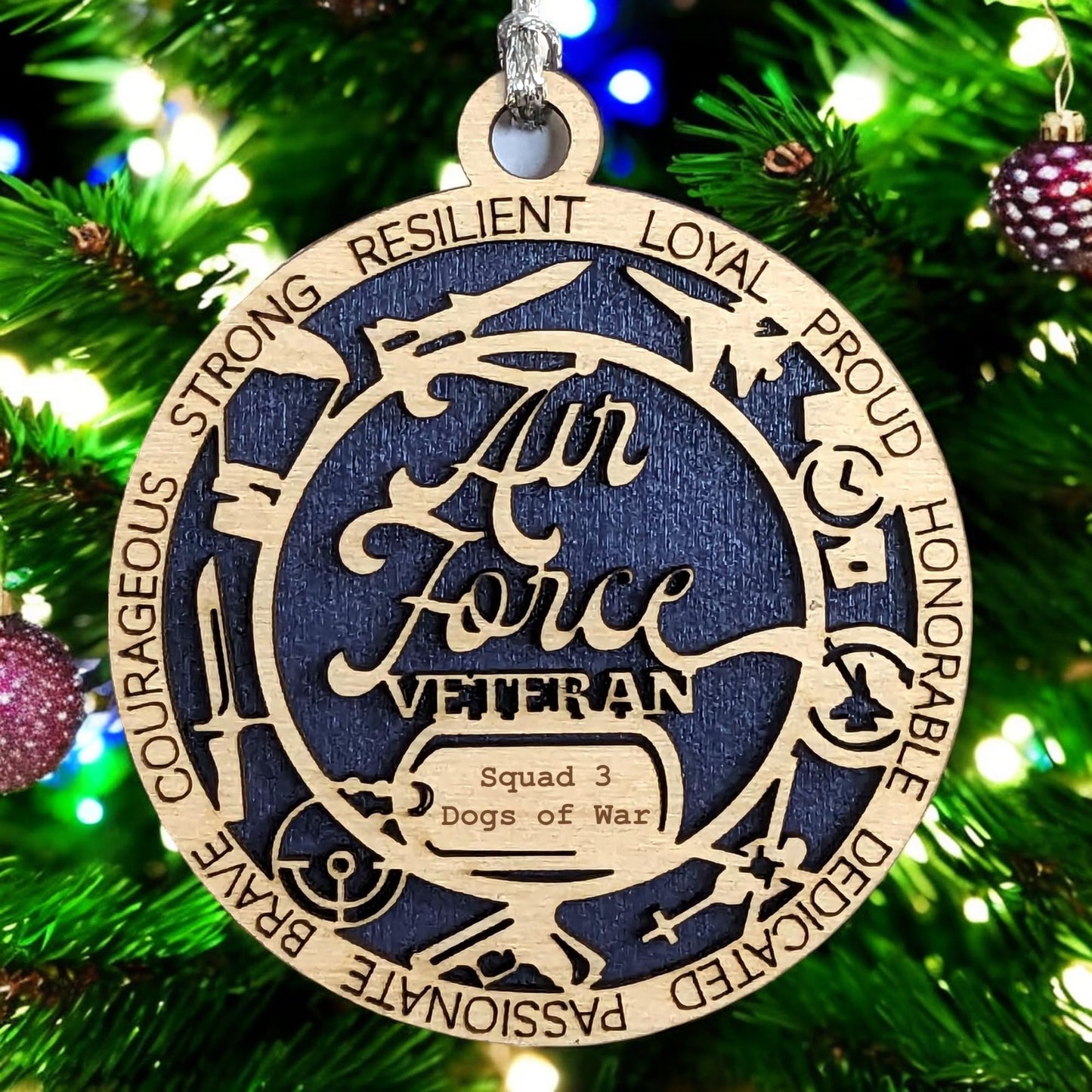 3" Air Force Veteran Ornament, Icons, Dog Tag