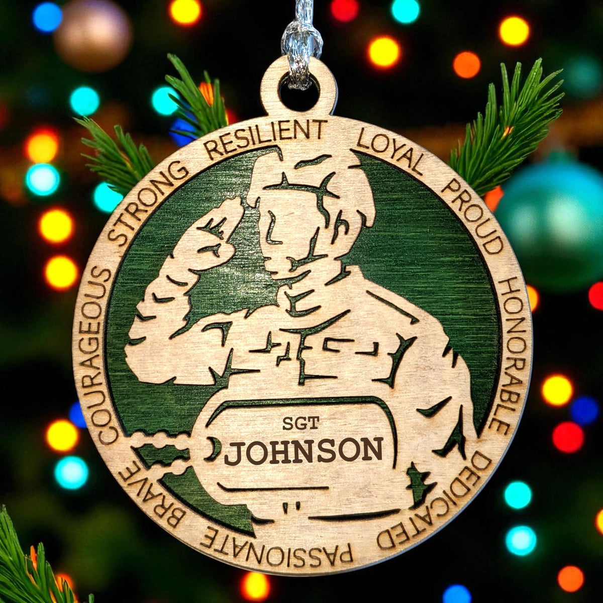 3" Male Army Soldier Ornament, Custom Dog Tag